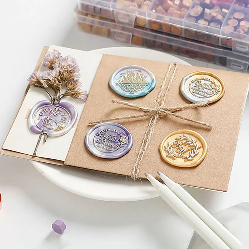 Wax Seal Stamp Set - مجموعة أختام الشمع مع حبيبات الشمع،