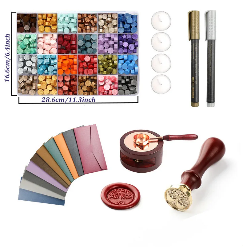 مجموعة أختام الشمع مع حبيبات ا - مراجعة Wax Seal Stamp Set وسعره